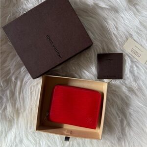 Louis Vuitton Zippy Coin Purse Epi Piment Orange M60385 Authentic